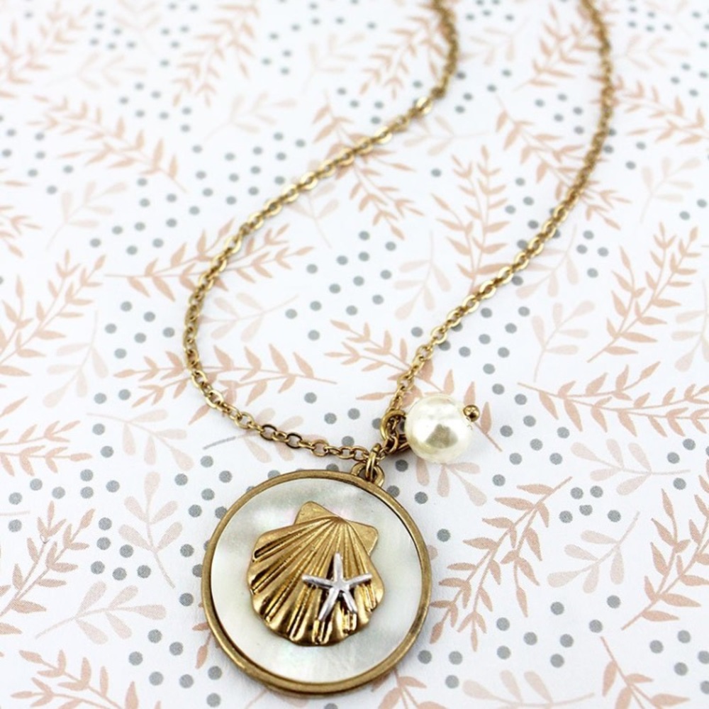 3/$25 Faux Mother of Pearl Seashell Mermaidcore Necklace